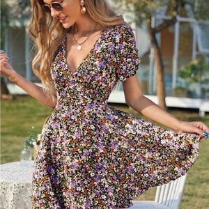 SHEIN Multicolor Floral Midi Dress